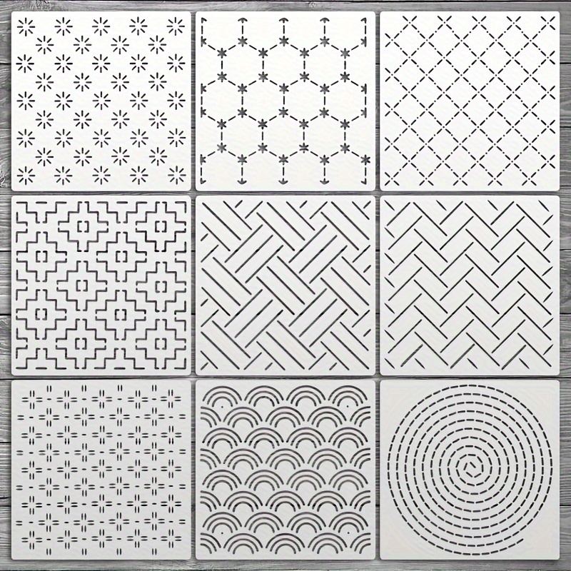 

9pcs Embroidery & Quilting Stencils, 7.9" Reusable Pet Templates For Decor, Crafts & Diy Painting