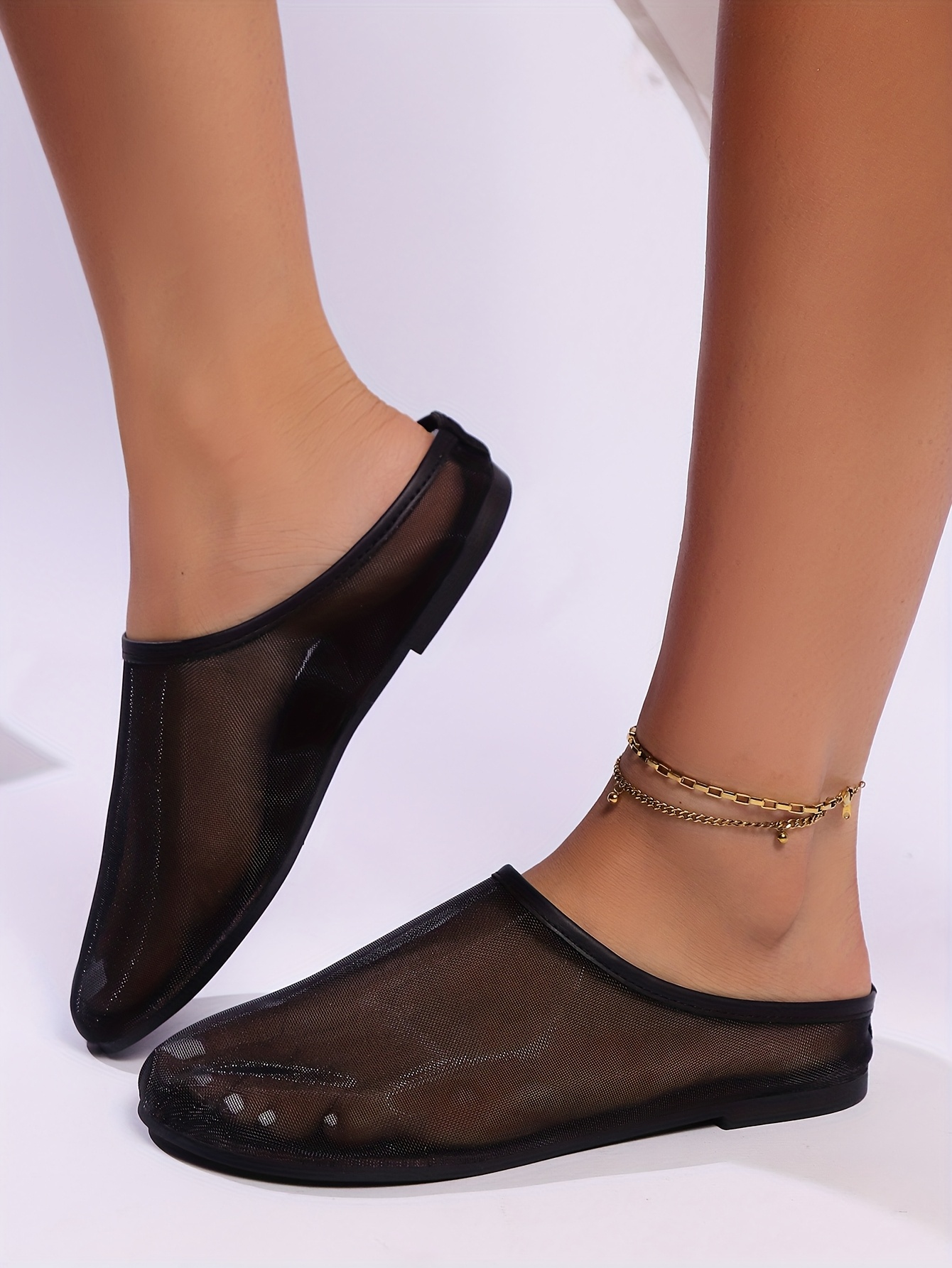 [Breathable Slip-On Slippers] Lightweight Breathable Women's Slip-On Slippers - Soft Sole, Elastic Opening, Durable Rubber Outsole, All-Season Comfort for Indoor/Outdoor Use, Simple Solid Color Design, Flexible Material Construction