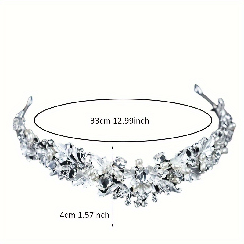 Crown Tiaras Women Hair Jewelry Rhinestone Faux Pearl Flower Temu