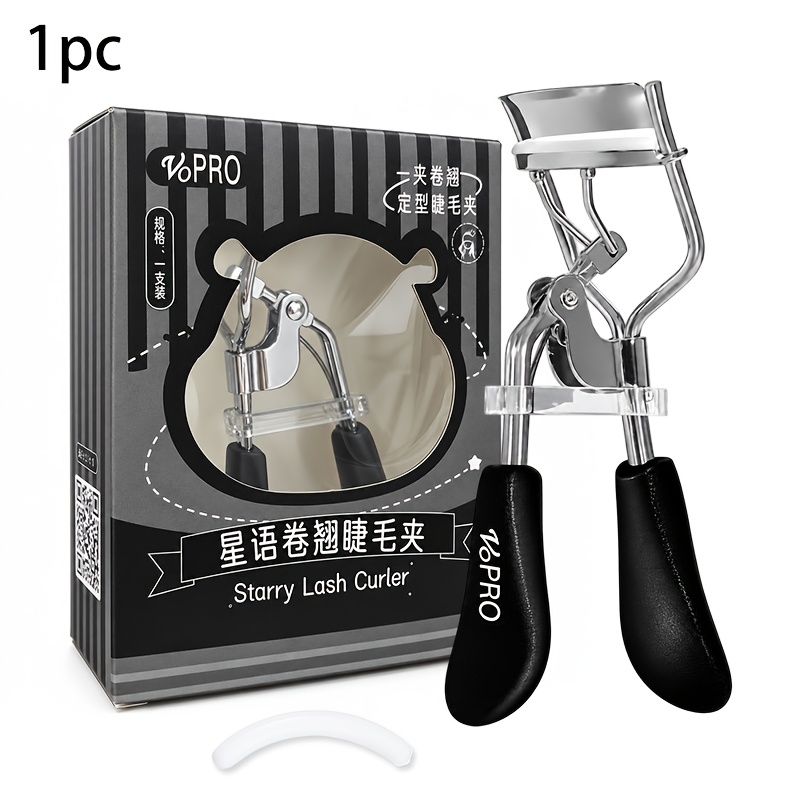 TEMU 1pc Portable Eyelash Curler With 1 Pad, Stainless Steel Curved Handle Eyelash Curler, Curling & Shaping, Lashes, Not Hurting Eyelashes, Lifts