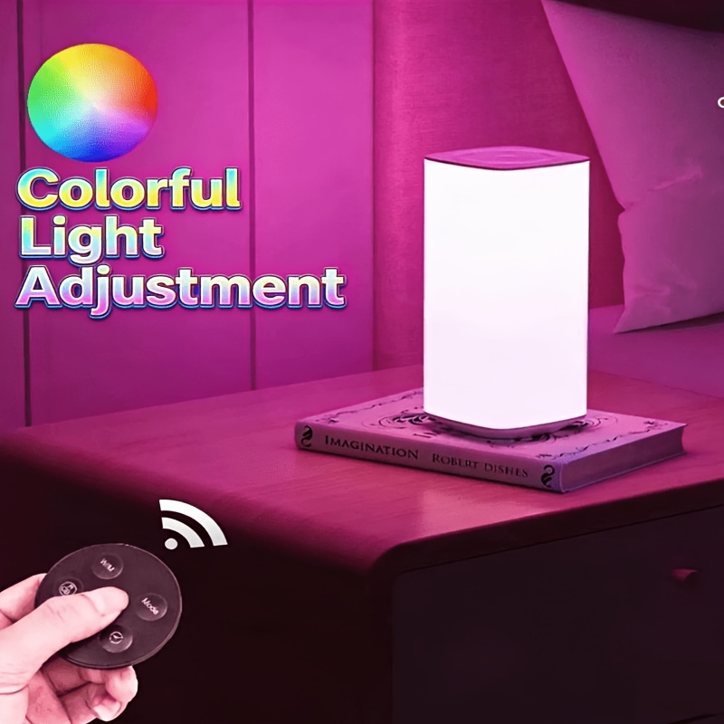 Square Night Light with RGB Gradient, Featuring Remote And Touch Control, Adjustable Brightness And Timing Functions, Various LED Lighting Modes, And a Large 3000Mah Rechargeable Battery, Perfect for Creating Ambiance in Bedrooms And Living Rooms