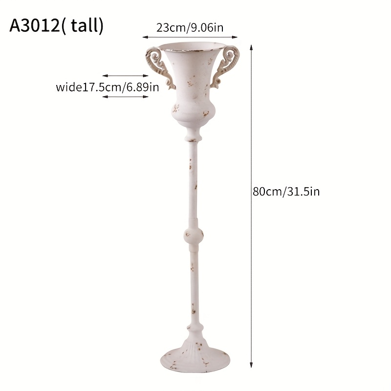 Image of Light Wrought Iron Tall Floor Vase With Embossed Trophy Shape Desktop Decoration