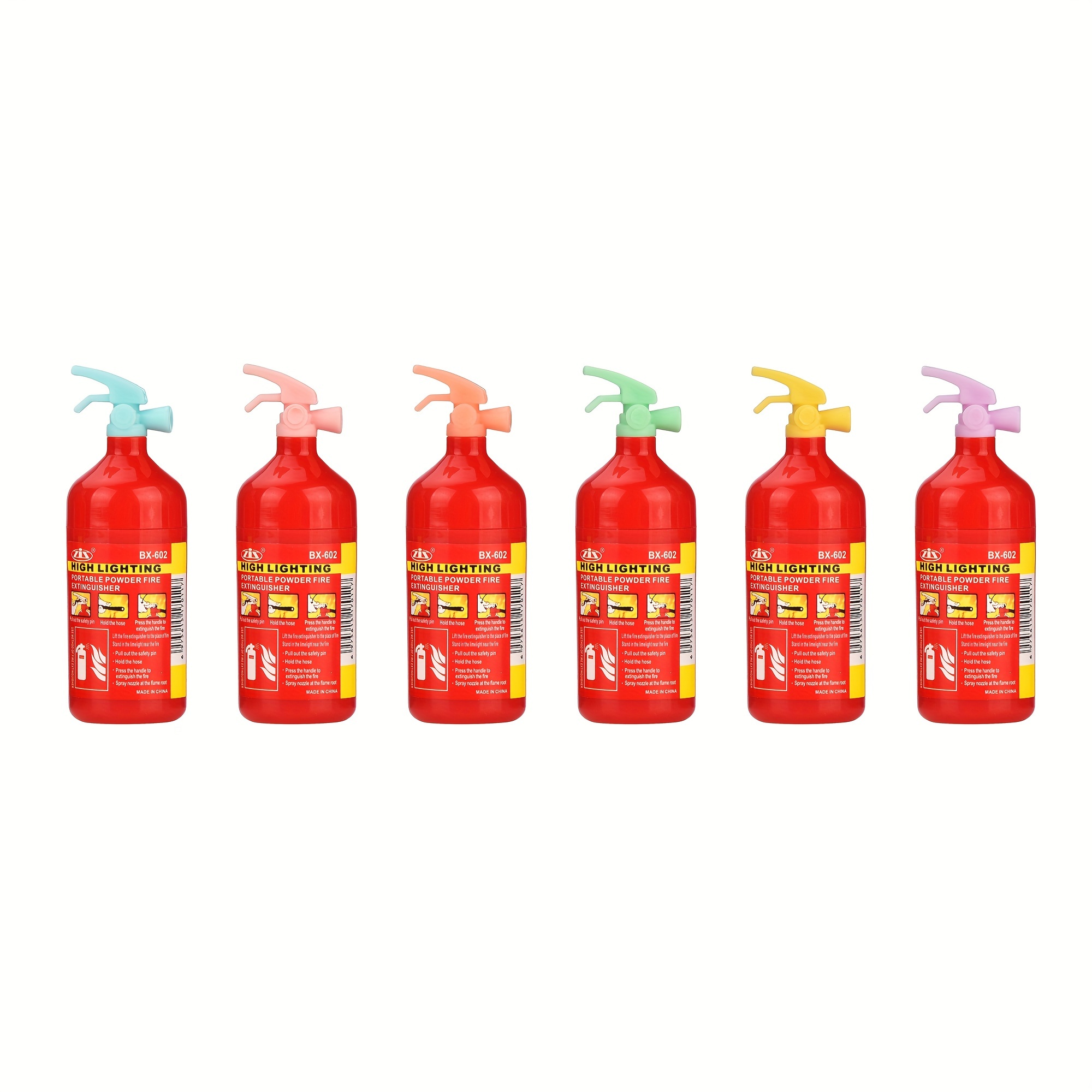 TEMU 6pcs Novelty Fire Extinguisher Highlighters - Pvc Markers For Writing & Drawing, Supplies