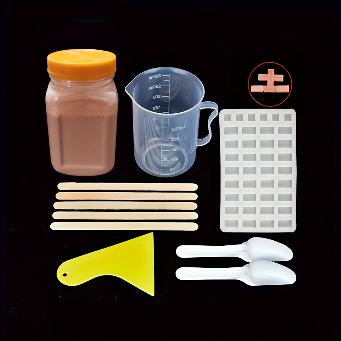 

A Set Of Brick Molds, Molds, Mini Clay Brick Molds, Mixing Sticks, Fake Brick Molds, And Silicone Brick Molds.