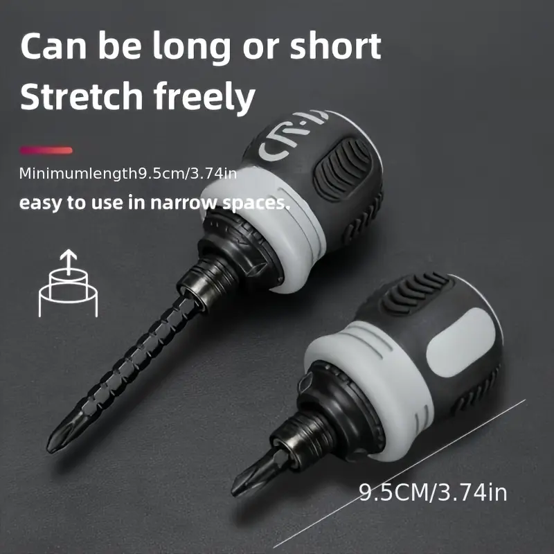 1 set 12 in 1 ratcheting screwdriver with storage case magnetic dual purpose bits telescopic handle metal manual tool no electricity or battery required Product details 2