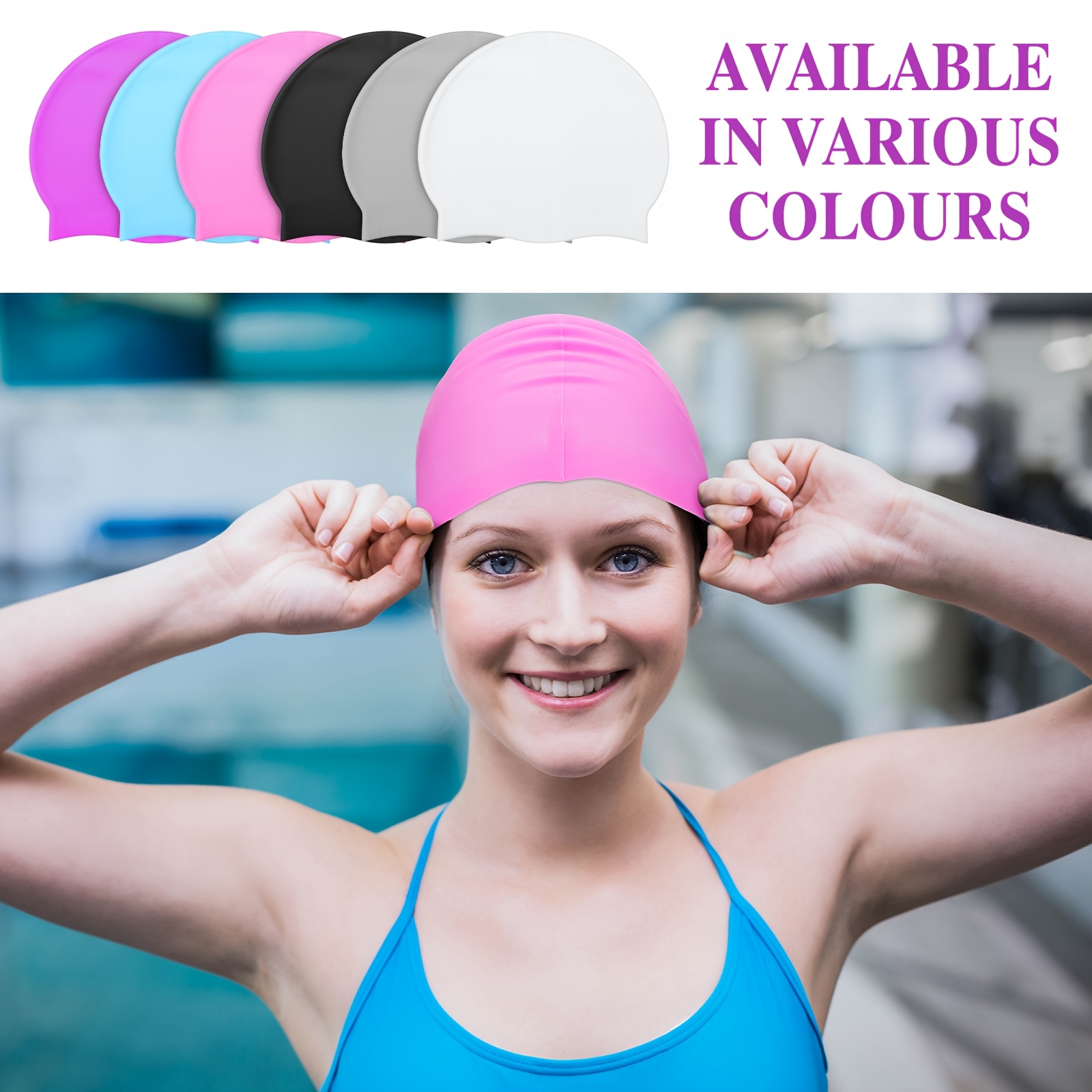24 piezas gorro de natación unisex para , gorro de silicona impermeable para hombres y mujeres, elástico, antideslizante, , ideal para entrenamiento y competición, cabello largo y corto Detalles del producto 6