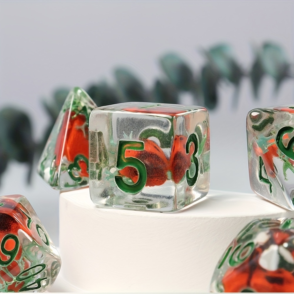 7pcs Board Game Resin Dice with Embedded Cartoon Objects