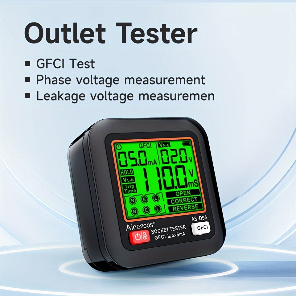 

Aicevoos Outlet Tester Electrical Gfci Tester Receptacle Detector With Lcd Display, Ac Voltage Socket Tester Ground Tester Plug Tester