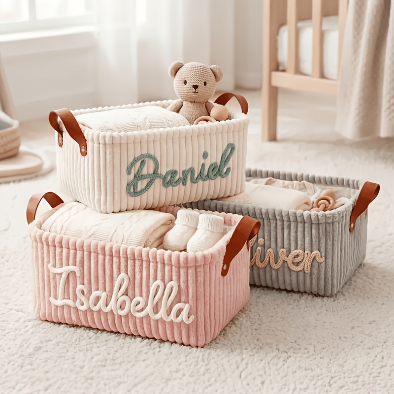 Personalized Custom Storage Basket for Diapers and Clothes