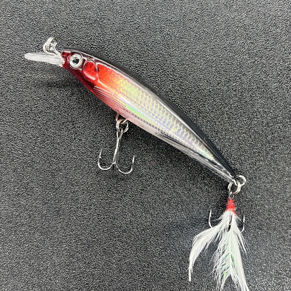 1pc 3d bionic artificial feather hook sinking minnow fishing - Temu