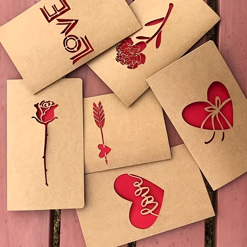 

15pcs Vintage Heart Laser Cut Greeting Cards Set With Envelopes, Red Inserts - Romantic Invitations For Weddings, Engagements, Valentine's Day, Birthdays,