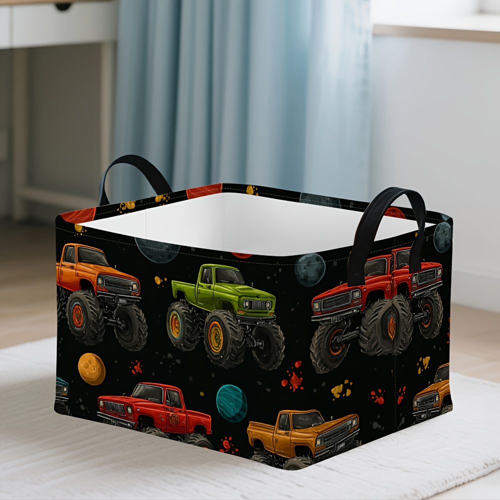 TEMU 1pc, Rugged Monster Truck Themed Storage Basket, Suitable For Open Storage. This Storage Basket Is Tailored For Apartments, Dormitories,