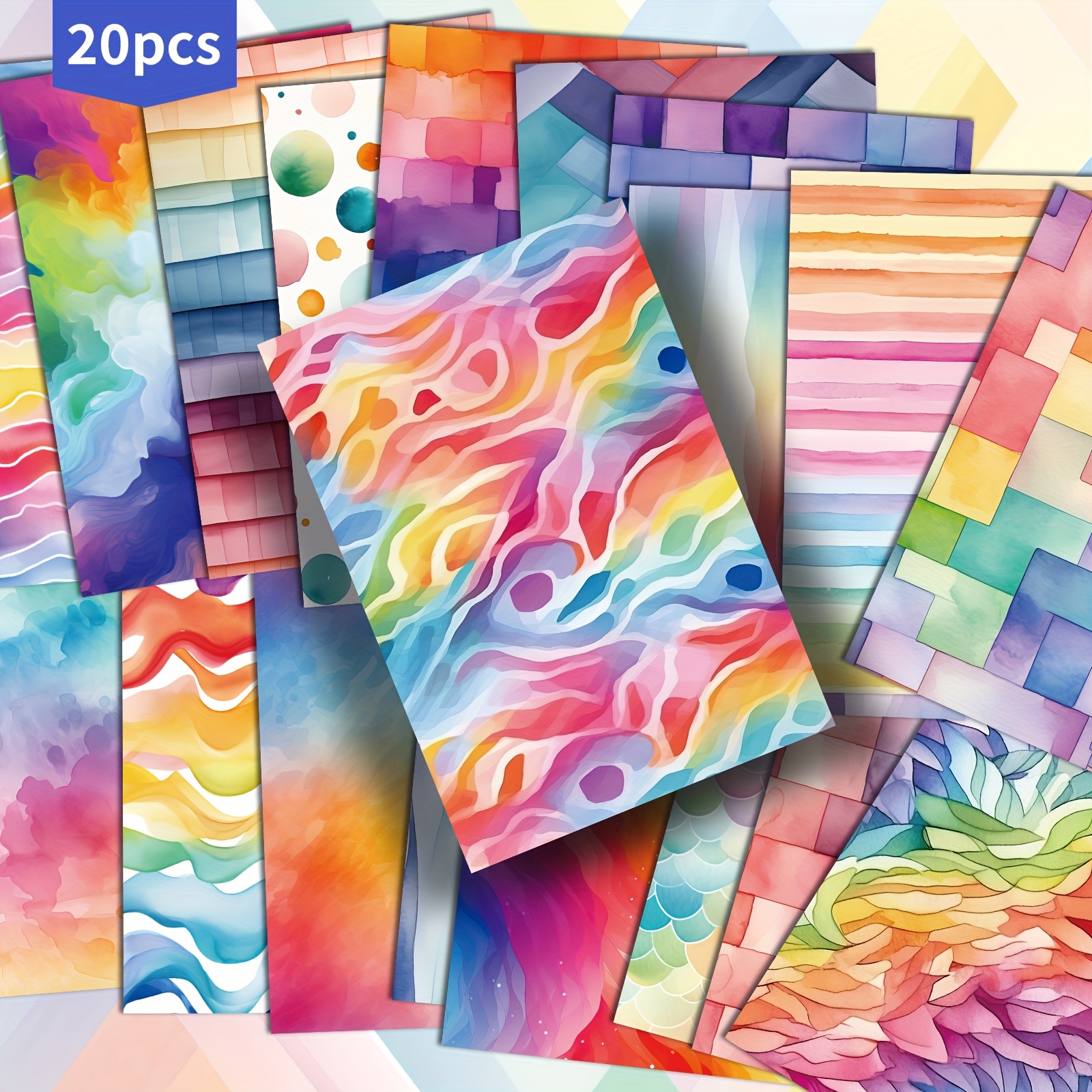 TEMU Lot de 20 cartes postales à fond dégradé aquarelle - Papier journal mermaid junk de 4X6 pouces, illustrations classiques, cartes de peinture