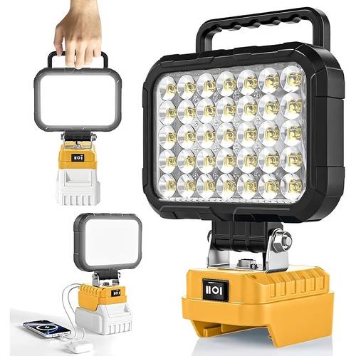 rechargeable wireless led work light construction floodlight for dewalt 20v battery suitable for mechanical maintenance vehicle workshop and camping