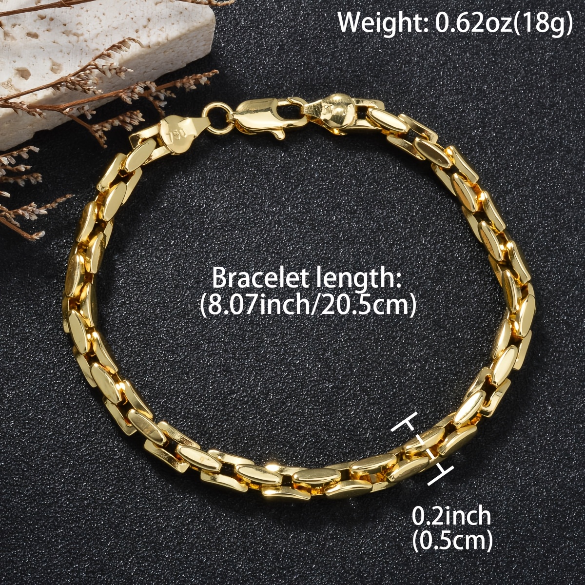 E-shop Ein solides, quadratisches Kupferarmband mit Kette im Hip-Hop-Stil, klassisch und einzigartig, als Geburtstagsgeschenk
