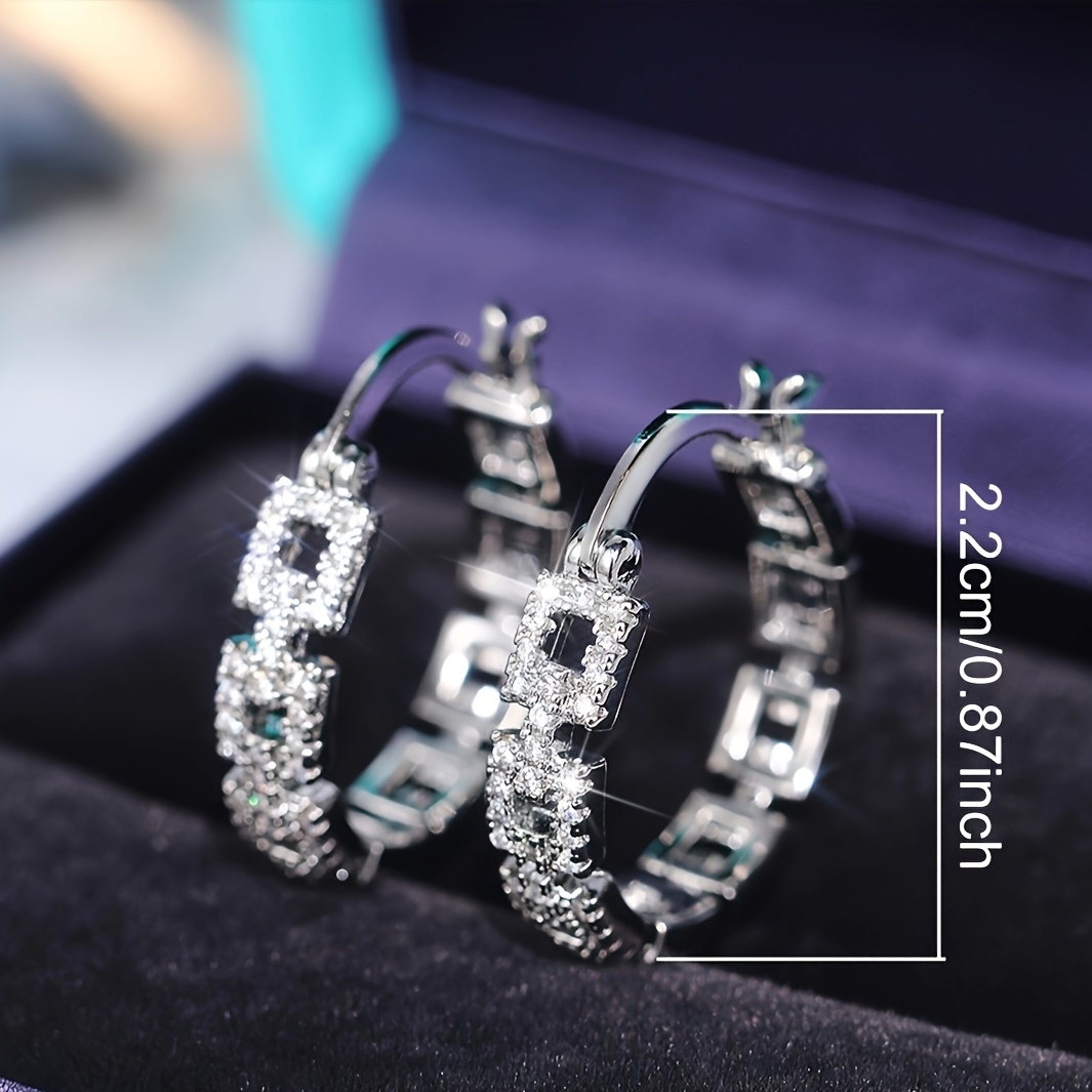Women's Exquisite Circle Chain Stud Earrings, Elegant Design