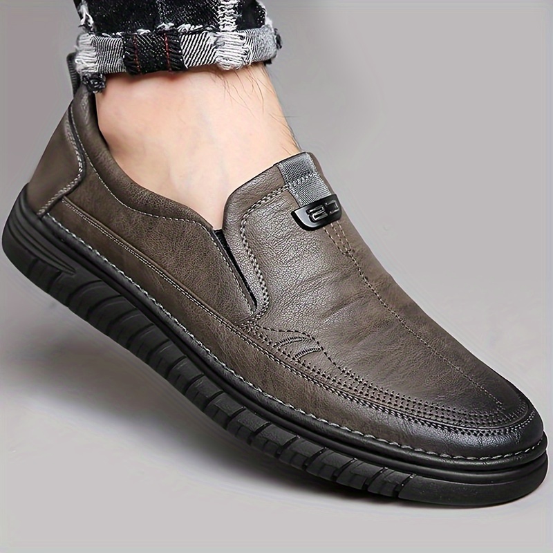 

Chaussures mocassins à enfiler de couleur unie pour hommes, semelles en caoutchouc antidérapantes confortables, chaussures habillées décontractées durables, chaussures pour hommes.