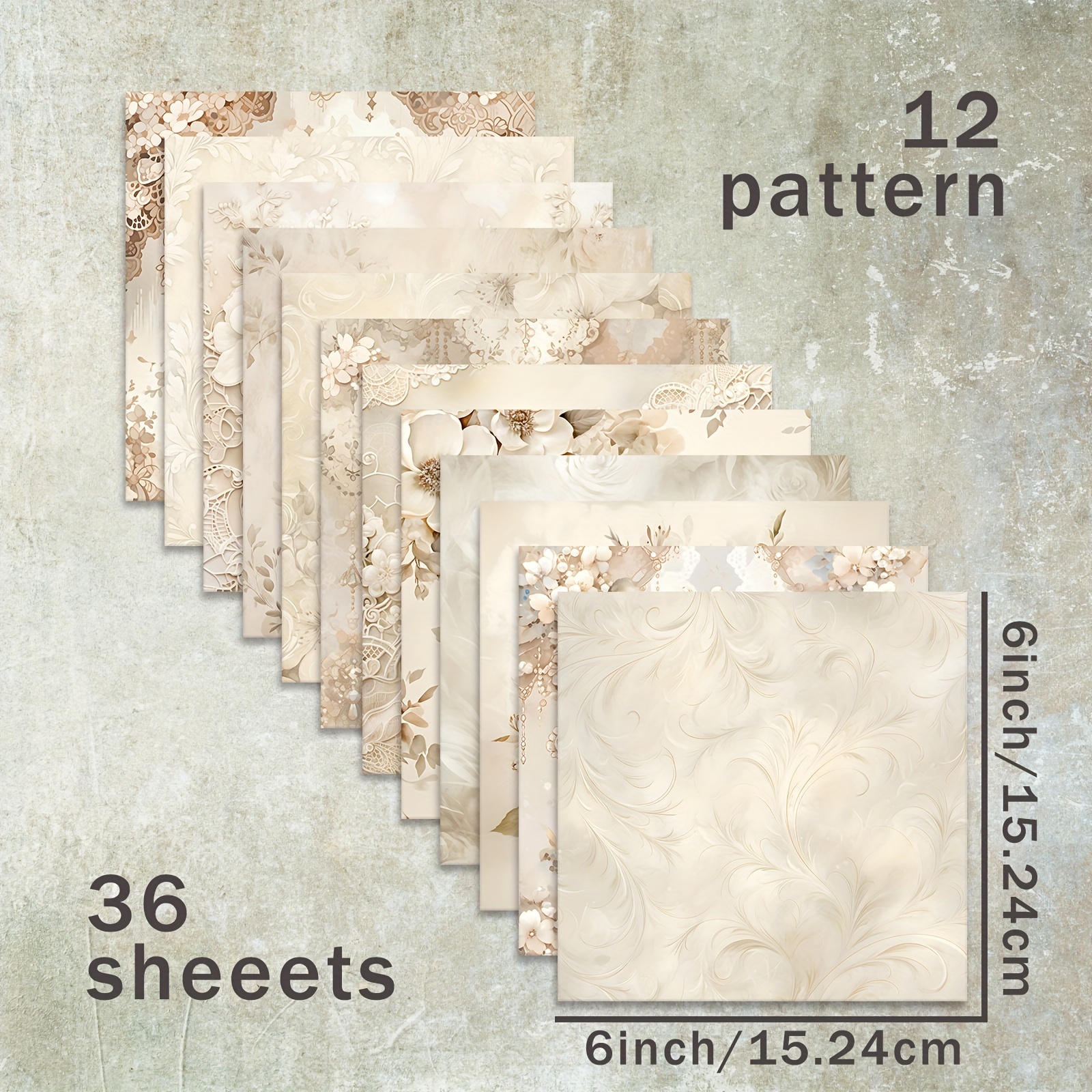 E-shop 36 Blätter von 15 cm (Weißer Blumen-Spitzenhintergrund) -Papier, Geeignet für Bullet-Diary Müllmagazin Grußkarten-Hintergrund Fotoalbum und