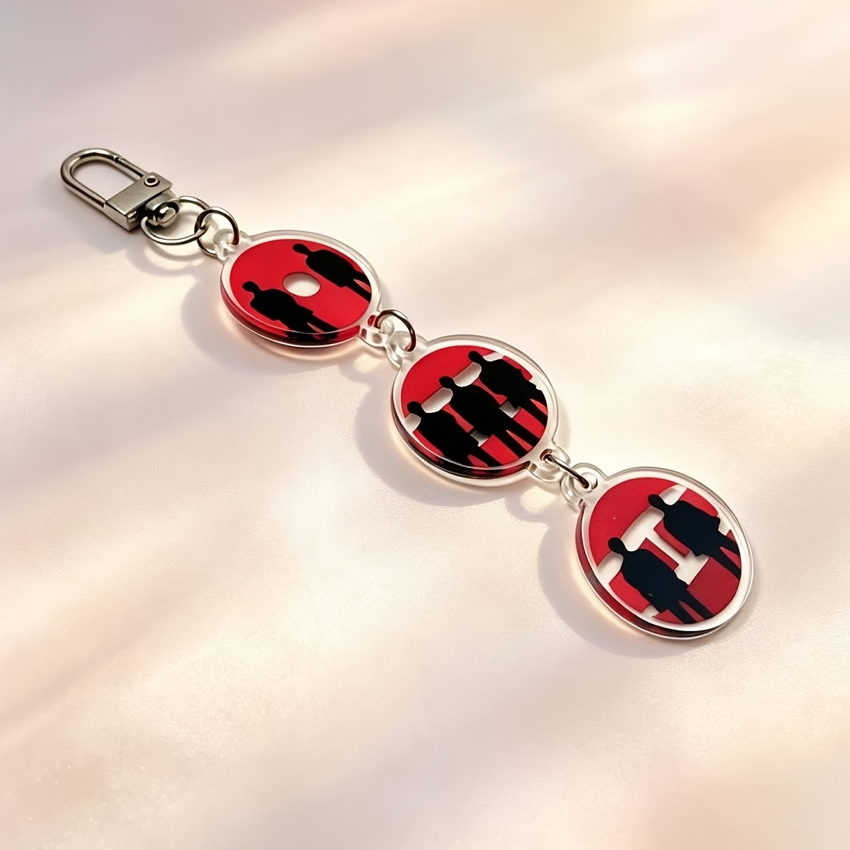 TEMU 2d Flat, 2d Flat Kp Music-themed Round Acrylic Keychain Pendant, Red And Black Character-themed Design, A For Concerts, An Excellent Gift For