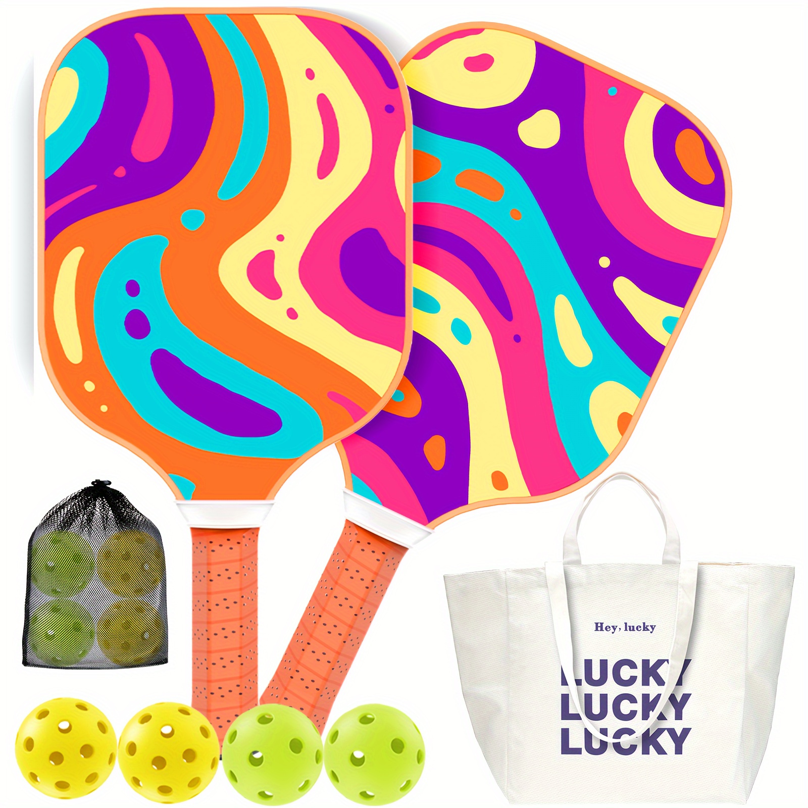 TEMU Pickleball Paddles Set Of 2, Lightweight Fiberglass Pickleball Paddles For Indoor Outdoor Games, Includes 1 Pickleball Bag, 2 Fiberglass Pickleball Rackets, Gifts For Beginners & Pros