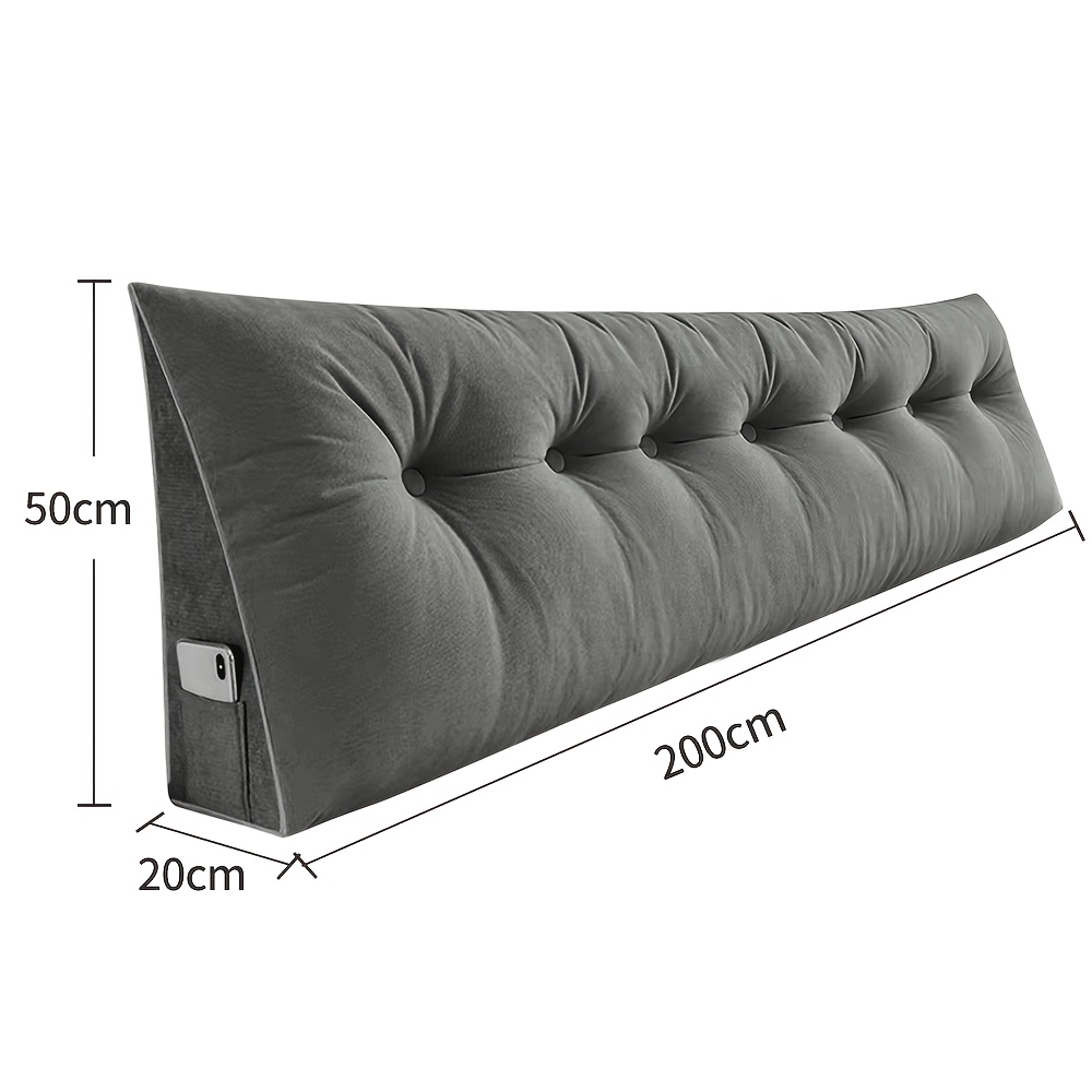 200cm Triangular Wedge Headboard Pillow, Head Board Backrest Wedge Pillow For Reading Sitting Working, Daybed Pillows With Removable Cover For Bed Dorm Sofa