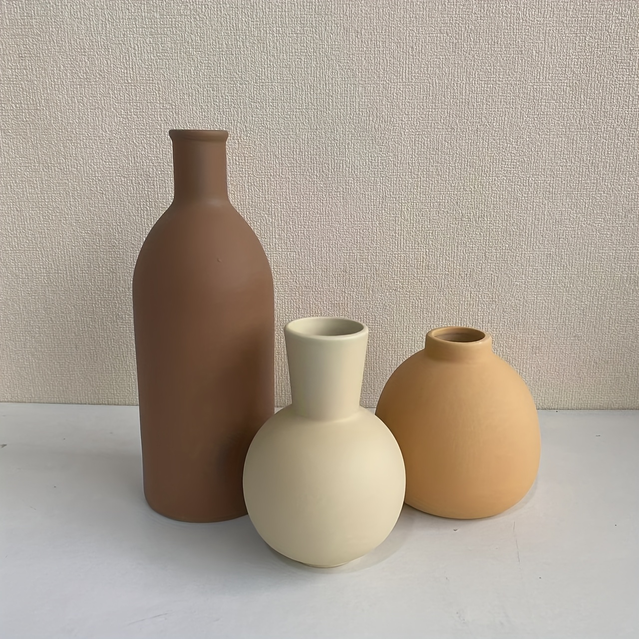 3pcs Nordic Simple Morandi Ceramic Vase Combination Suitable For Dried Flowers, , Decoration Ornaments And Flower Arrangement Decorations Festival Gifts