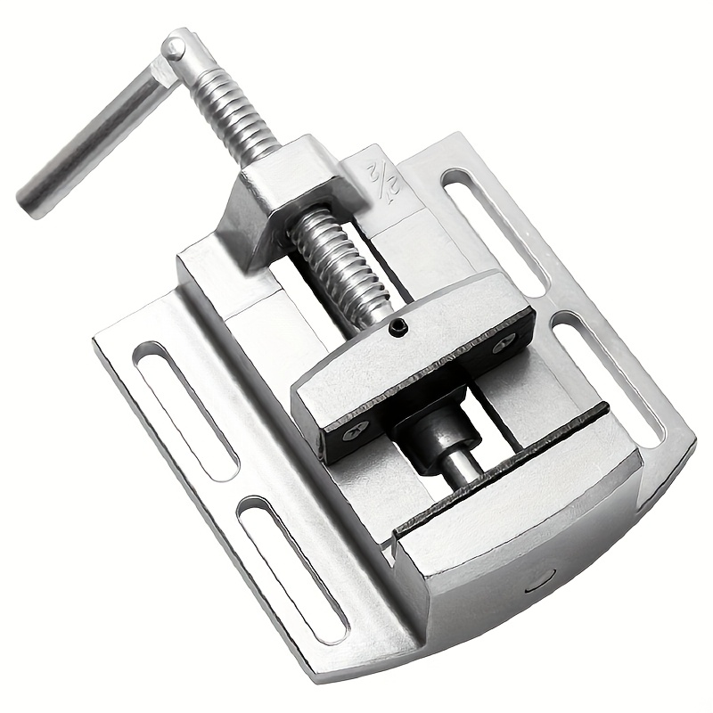 TEMU Lightweight Aluminum Alloy 6 35cm Flat Clamp Vise For Drill Presses Durable Metal Manual Horizontal Clamp With Spring Mechanism And Mounting