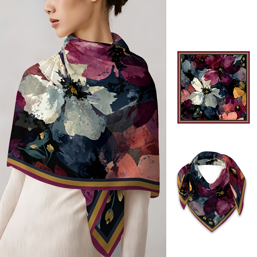 Floral Abstract Printed Bandana Scarf, Lightweight and Multi-Functional