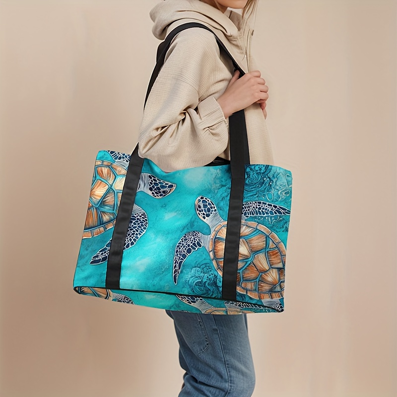E-shop Reisegepäcktasche mit großem Fassungsvermögen bedrucktem Schwimm-Schildkröten-Muster, Fitness-, Fitnessstudio-, Yoga-Handtasche, geeignet für
