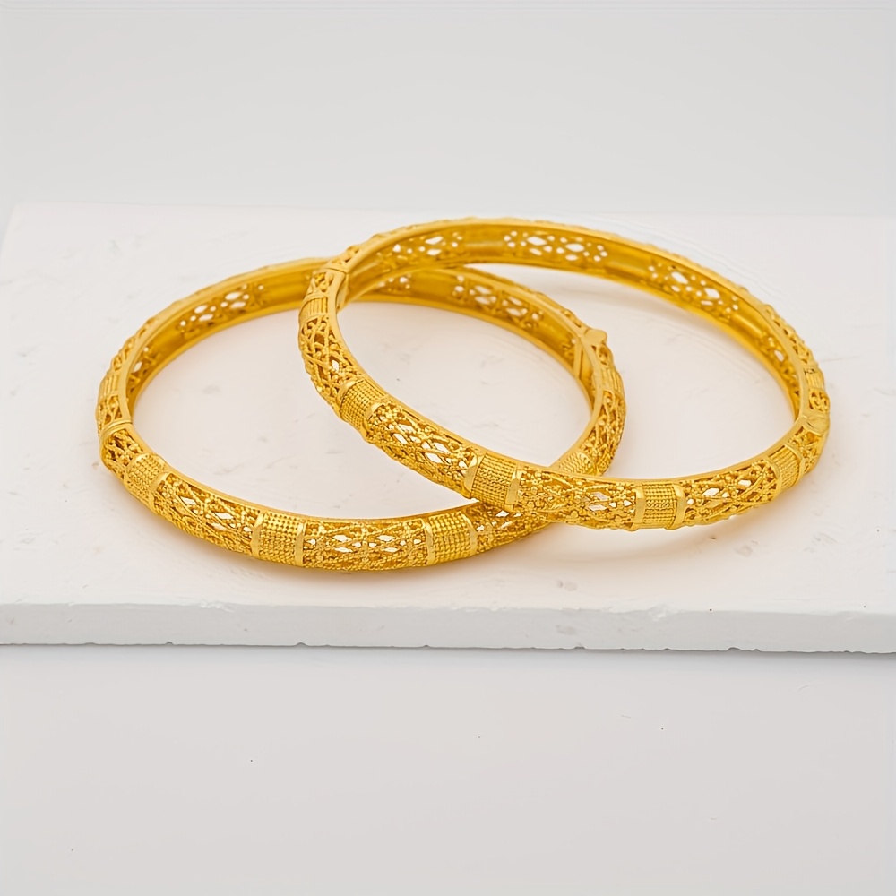 2pc Vintage Openwork Woven Bangle Bracelets Set