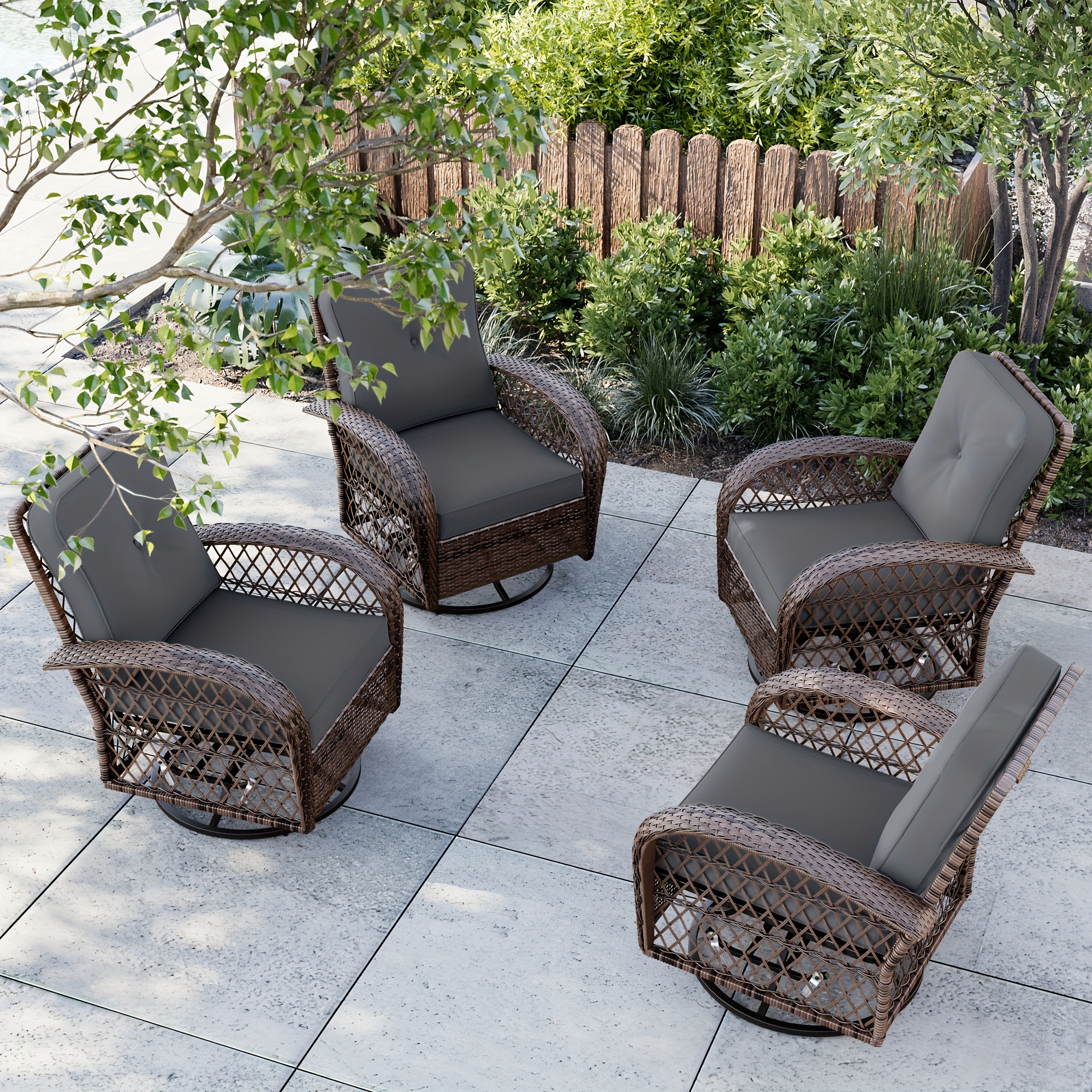 Swivel Chairs Outdoor Round Dining Sets For Wicker Furniture Chair