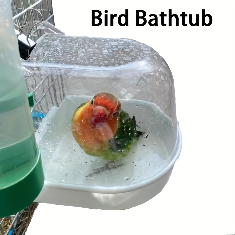 

Parrot Transparent Bath Tub, Bird Cage Hanging Bird Bathroom Feeding Box Bird Cage Accessories