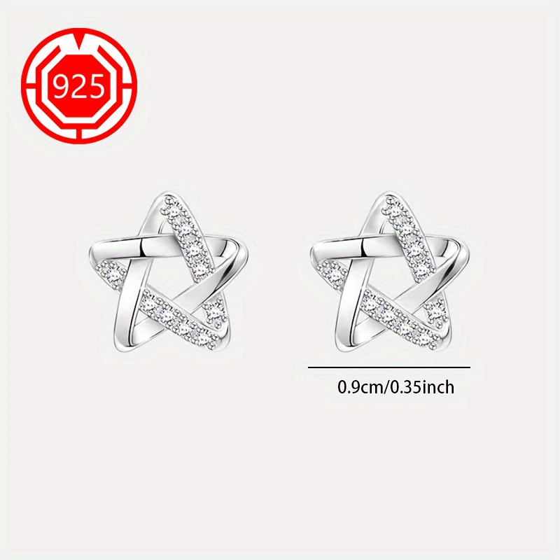925 Silver Star Stud Earrings Hypoallergenic High-end Women's Earrings