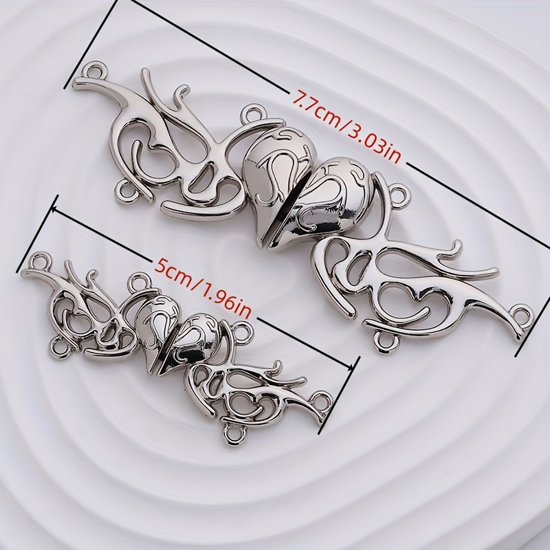 2pcs Deer Antler Heart-shaped Interlocking Buckles: Elegant Mother-daughter Clasps With Sewing Holes For Cheongsam, Dresses, Coats, And Shawls (golden/silvery-white)