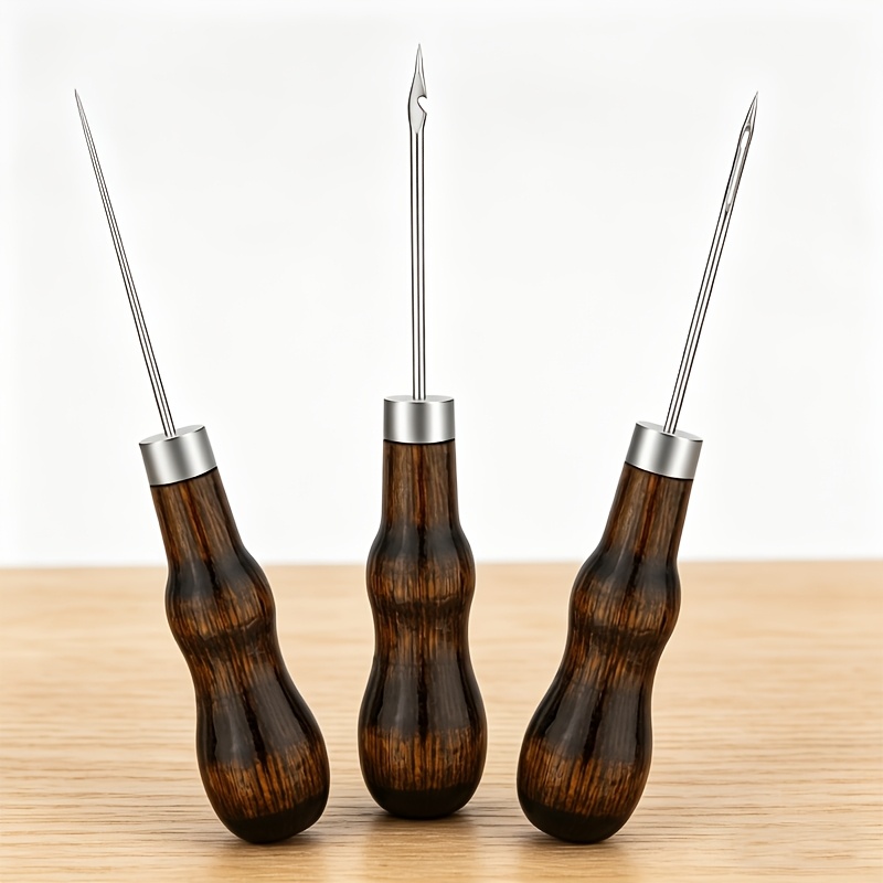 TEMU 3pcs Sewing Awl, Leather Scratch Hollow Hook Awl Tool Kit, Awl Tool Sewing Supplies For Leather Sewing Stitching Bookbinding Punching Repairing