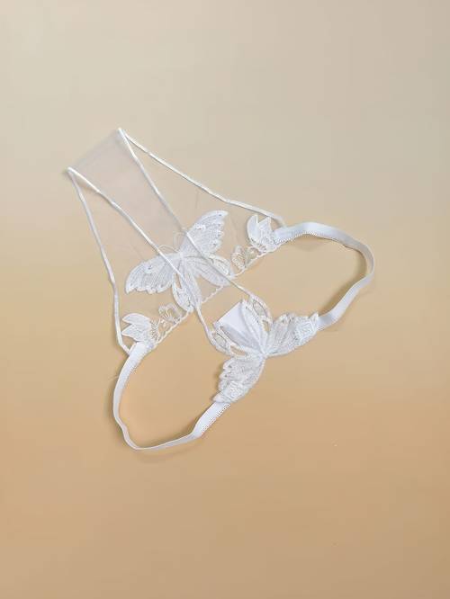 western style embroidery mesh thong low waist sheer sensual underwear