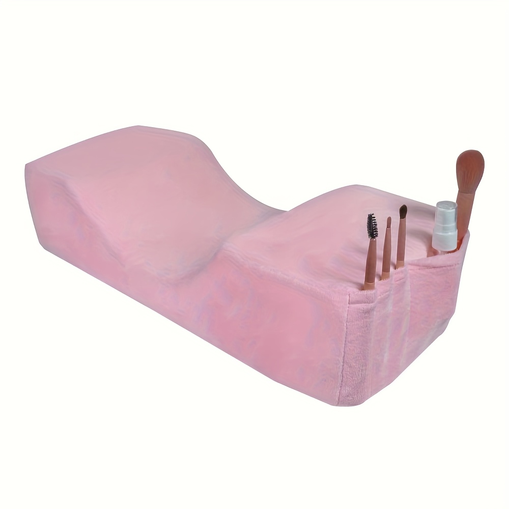 TEMU Pink Velvet Beauty Neck Pillow - Comfortable, Unscented, No Power Needed, Ideal For Salon Eyelash Extension & Makeup Application, Beauty