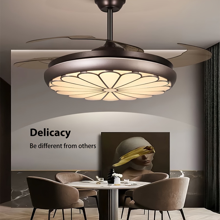 

1pc Retractable Ceiling Fan , 72w Dimmable 42 -end Ceiling Fan For , Led 3 , Dc , 6 , (, Battery Not Included)