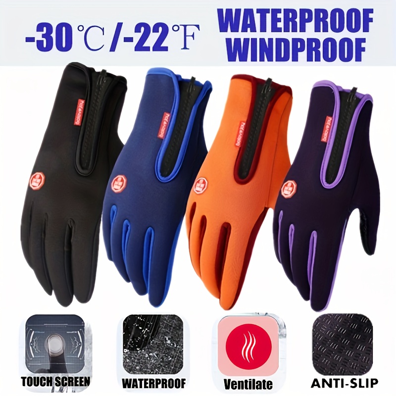 

A Pair Of Thermal Insulated, Waterproof, Non-slip Touchscreen Gloves For Lovers - Cozy, Lined With Fleece, Wind-resistant, And Long- - Skiing, Snowboarding, And .