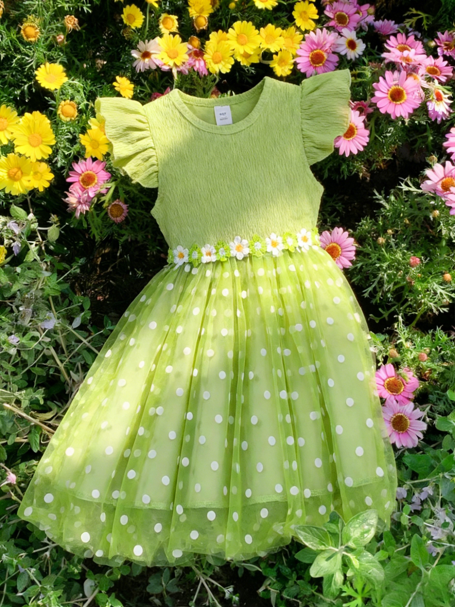 green emerald velvet dress Pinch Pink/Green Polka Dot Tiered Mini Dress