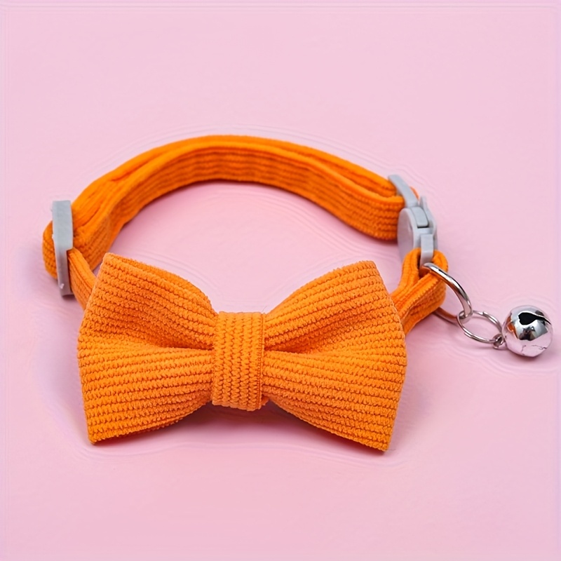 a removable bow tie corduroy cat collar suitable for small cats with adjustable size Product details 4