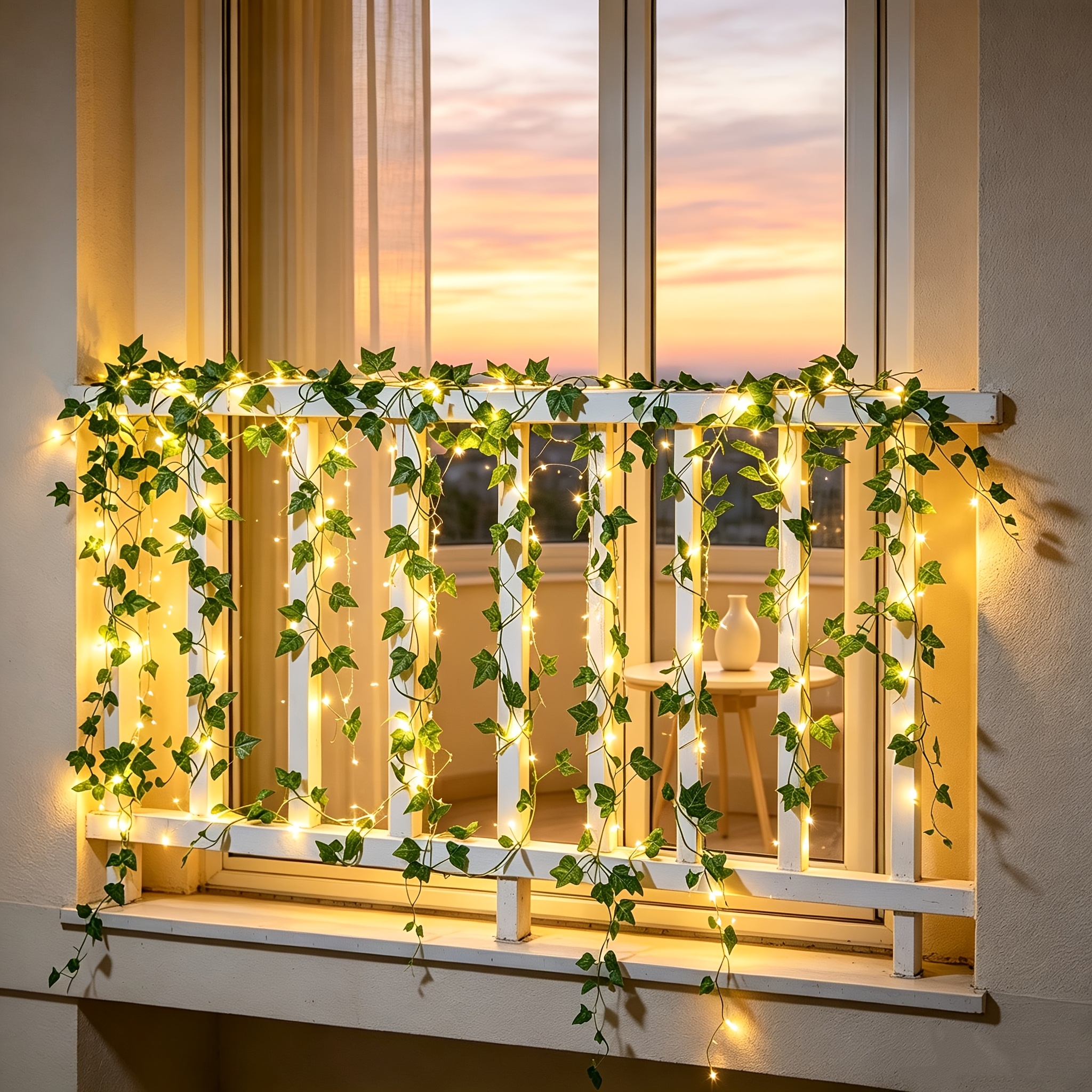 TEMU 33 Ft Solar Ivy Vines Fairy String Lights, 100 Led Outdoors String Lights, String Lamp, 8 , Perfect Greenery For Outdoor Garden Decor, Diy