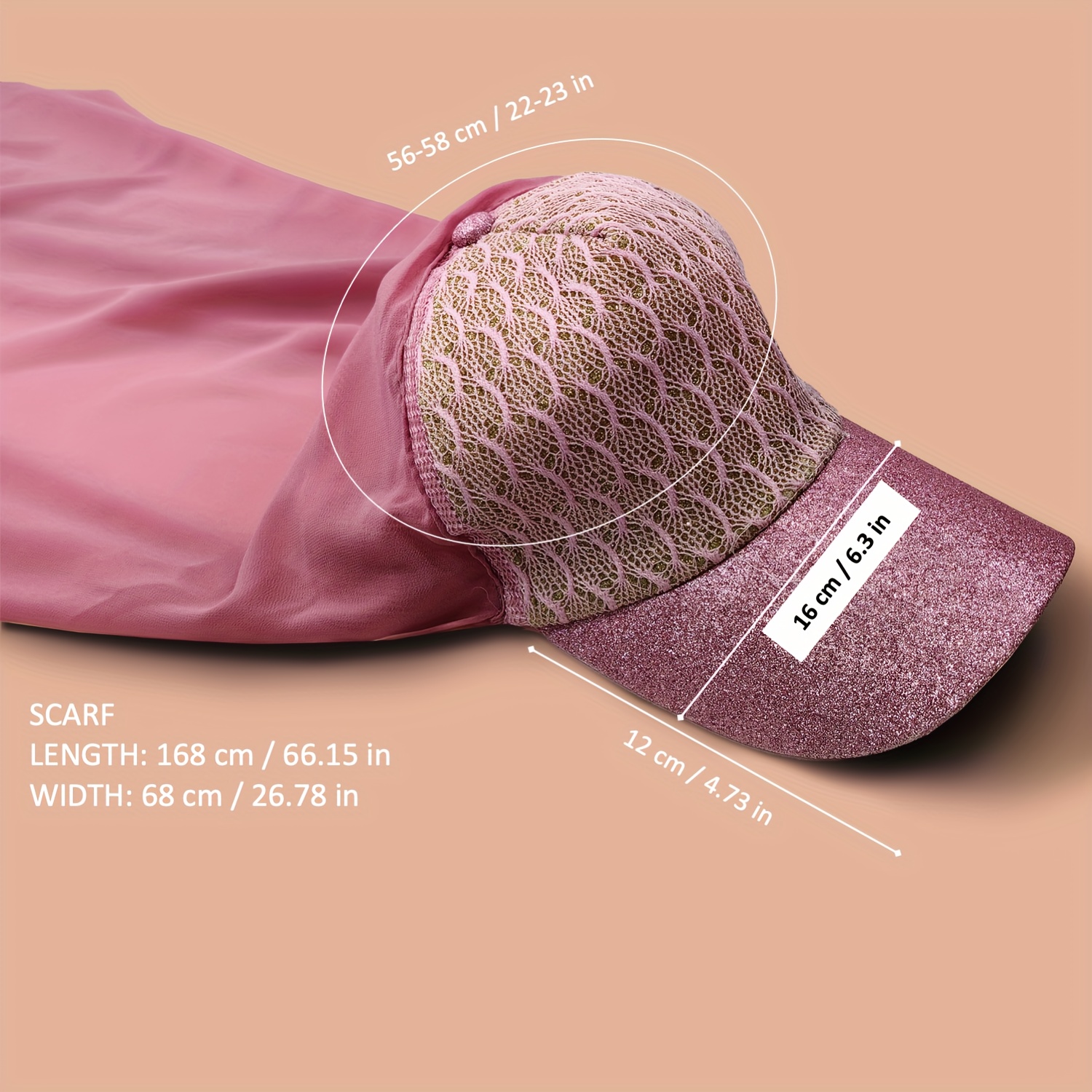 2 In 1 Hijab Baseball Cap Solid Color Sunscreen Dad Hats Casual Breathable Outdoor  Sun Hats For Women Girls