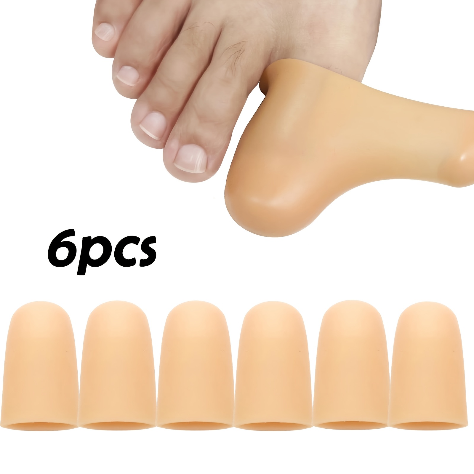 6pcs Soft Gel Toe Caps For - Cushioning And Friction Relief, Reusable Toe Protectors For Men And Women