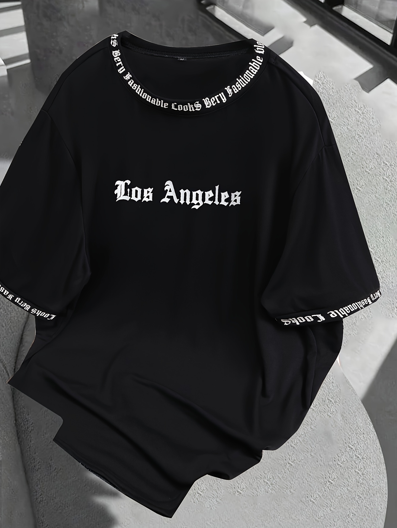 Los Angeles Print T-Shirt Men's Casual Comfy Tee Trendy Short Sleeve Top For Summer Daily Wear