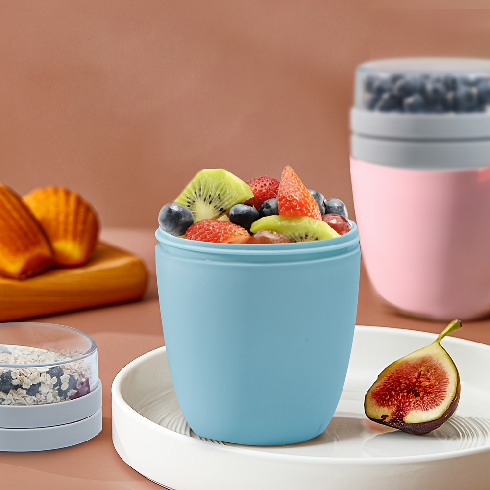 

1pc Cute Oatmeal Lunch Divider Cup, 700ml/23.6oz, Breakfast Cup, Portable Yogurt Cup With Lid, Salad Cereal Cup To Go