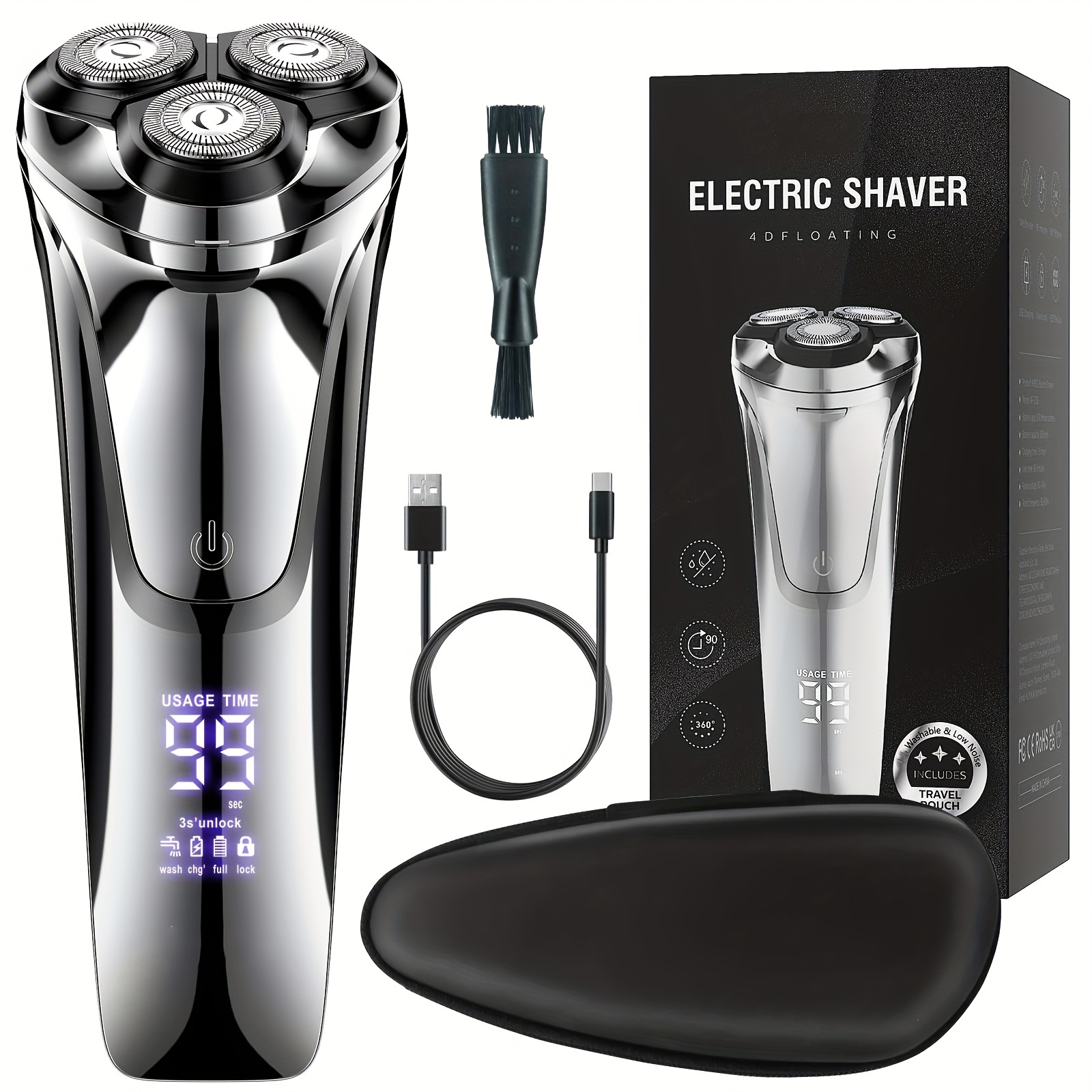 

Shavers For Men 4d , Usb-c Rechargeable 800mah Battery, , Lcd Display, - Includes Storage Box