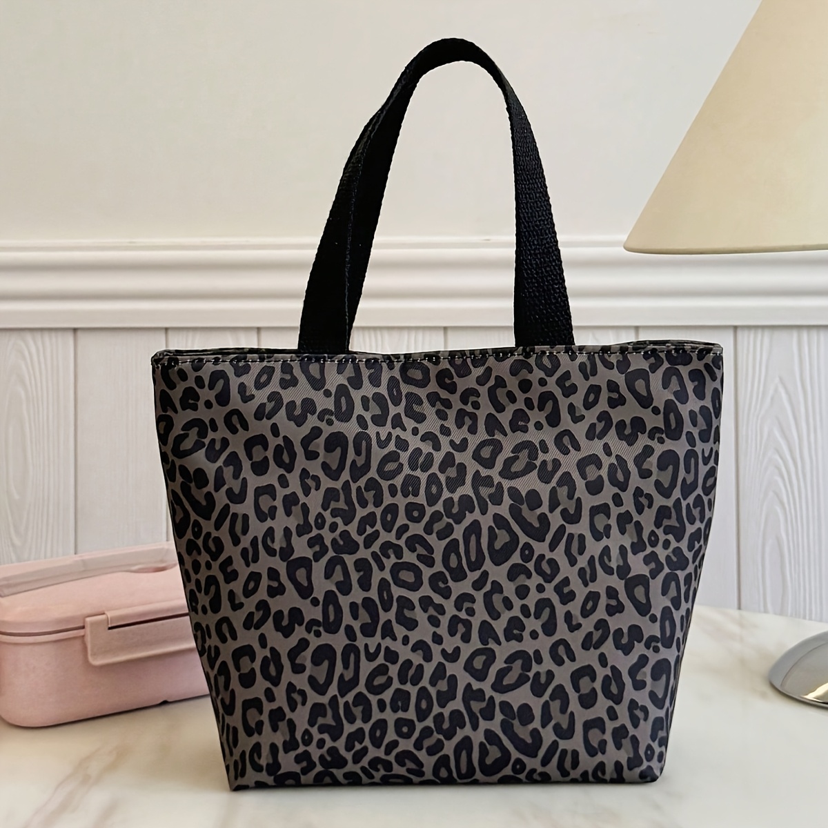 Image of Portable Insulated Lunch Bag, Lunch Box, Bento Bag, Dinner Insulated Bag, Student Thickened Cute Lunch Fruit Bag, Leopard Print Lunch Bag Non-food Contact