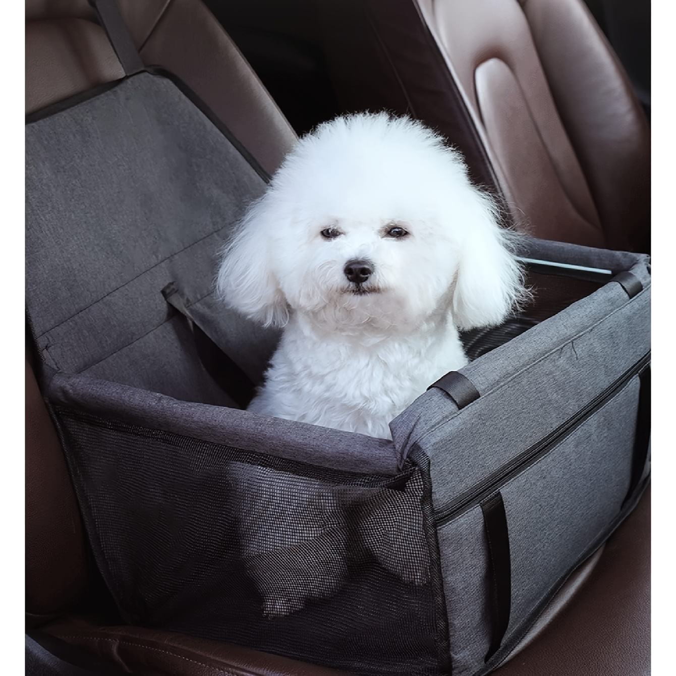 Image of Dog Car Seat - Breathable Pet Car Mat, Safety Booster, Washable Matte Oxford Cloth Carry Bag