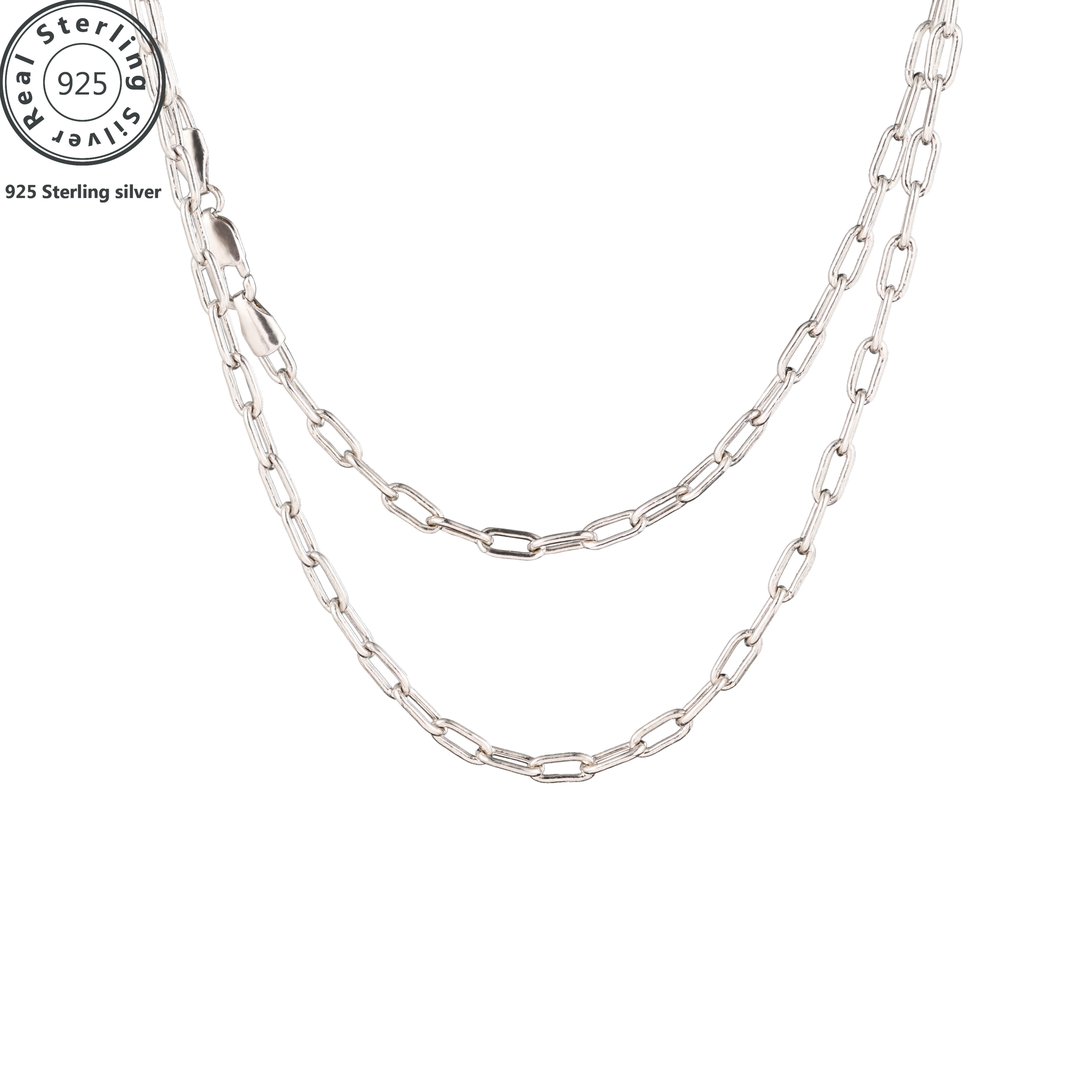 

1 925 Sterling Silver, Paper Clip Lobster Buckle Women's Necklace Chain, Bright Cut Silver Necklace, Chain Length 16 Inches, Weight , Includes A Beautiful Gift Box